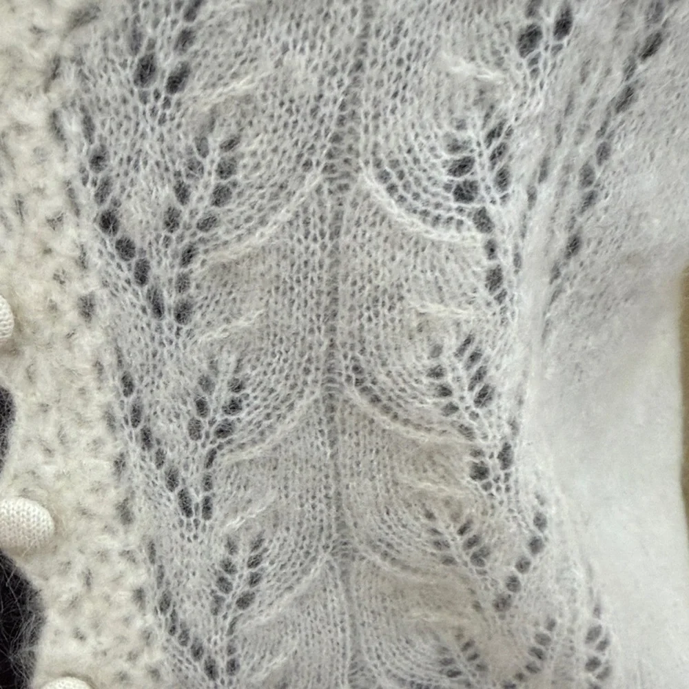 NWT  Camila Coelho White Knit delicate   mohair Cardigan  S - Picture 8 of 12